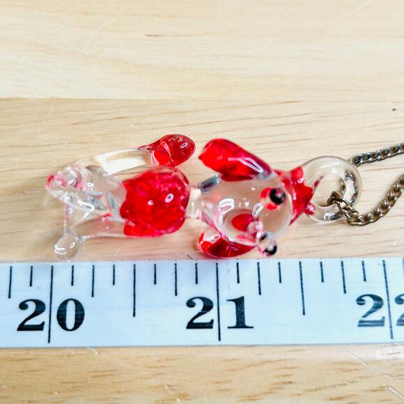 Vintage Clear Red Glass Poodle Pendant Necklace - Picture 6 of 6
